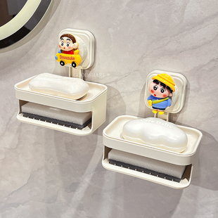 肥皂沥水盒吸盘免打孔可爱卡通卫生间壁挂墙上香皂置物架618大促