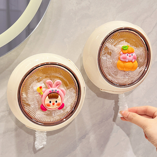 一次性保鲜膜套收纳盒吸盘免打孔可爱卡通厨房壁挂抽取式保鲜袋盒