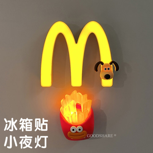 可爱磁吸冰箱贴薯条M灯创意发光小夜灯客厅氛围灯入户门装饰摆件
