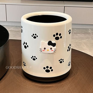 垃圾桶家用客厅卧室大容量可爱卡通KT猫无盖款卫生间夹缝废纸篓