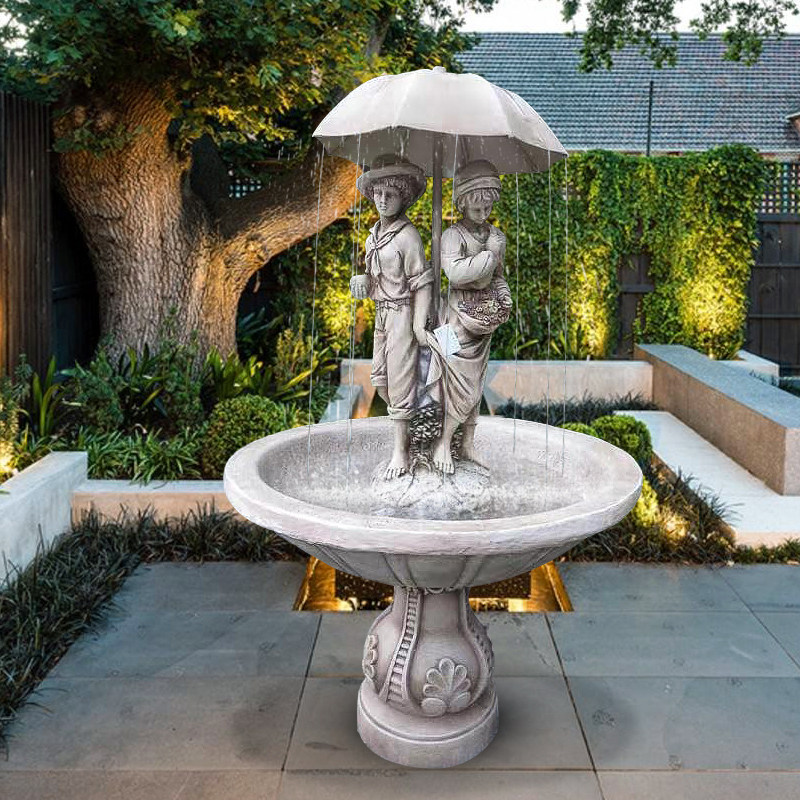 欧式大型户外天使喷泉花园流水情侣喷泉别墅庭院水景摆设装饰摆件