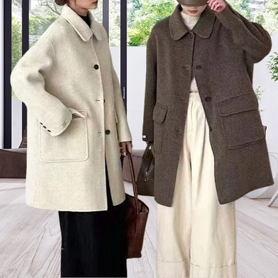 羊毛娃娃领毛呢外套厂家直销