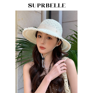 2026新款蕾丝草编帽子女款太阳帽夏季三亚旅游沙滩度假风防晒草帽