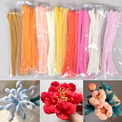 10根装仿绒花10mm超密扭扭棒花束发卡头饰手工diy国风发簪花朵