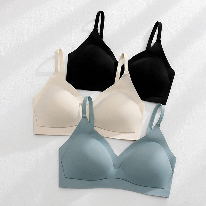 素肌棉无痕裸感空气杯内衣小胸聚拢显大光面透气薄款无钢圈文胸