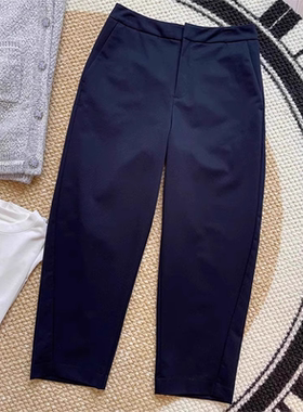 藏蓝色西装裤女秋冬宽松显瘦抗皱镰刀裤垂感百搭休闲通勤烟管裤