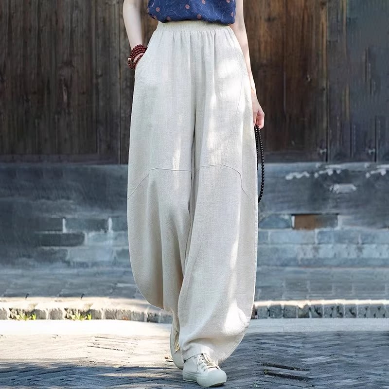 夏季棉麻冰丝灯笼裤女士薄款