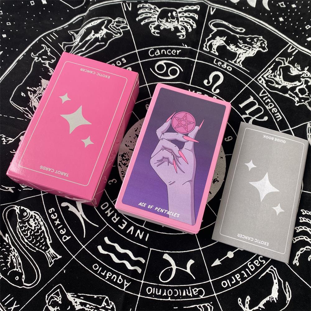 英文Exotic Cancer Tarot 粉色巨蟹塔罗牌卡牌游戏12×7cm