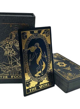 高端盒装黑色版The Fool Tarot 12*7cm大小全英文PVC防水桌游卡牌