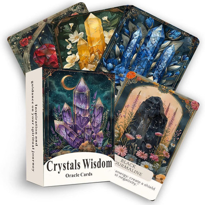原创水晶神谕Crystals Wisdom Oracle天地盖12X8.7CM44张英文卡牌