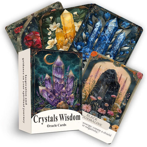 原创水晶神谕Crystals Wisdom Oracle天地盖12X8.7CM44张英文卡牌
