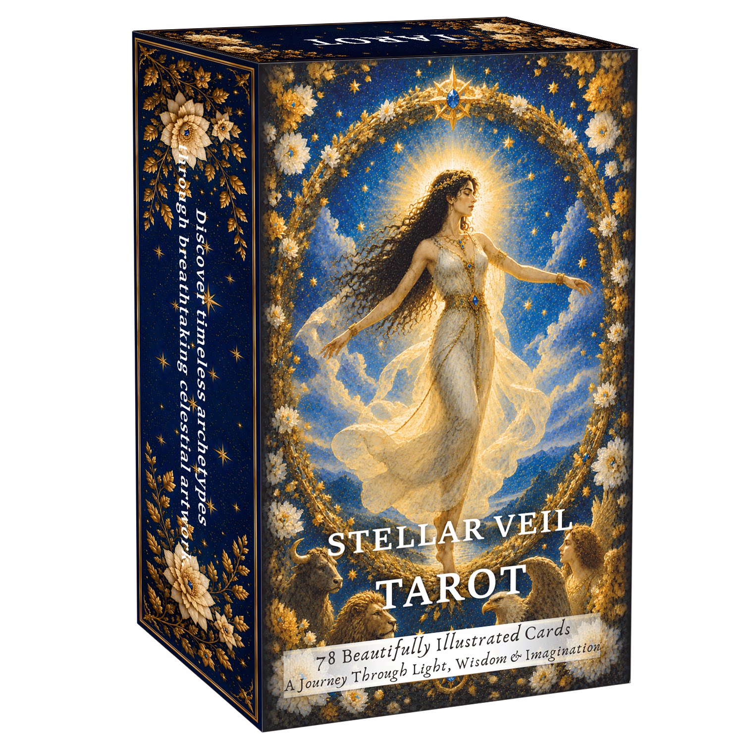 原创星辰面纱塔牌Stellar Veil Tarot天地盖12×7cm 英文卡牌游戏