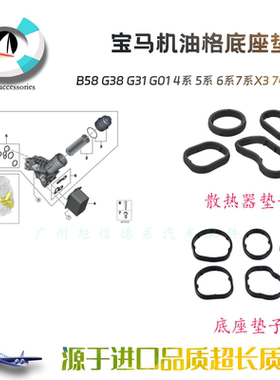 适用宝马B58G38G31G014系6系7系X3 7401235机油格底座总成散热器