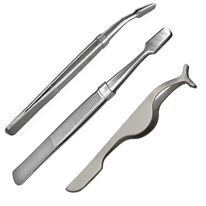 不锈钢平头镊子集邮 弯头邮票夹子维修芯片鸭嘴夹假睫毛夹辅助器