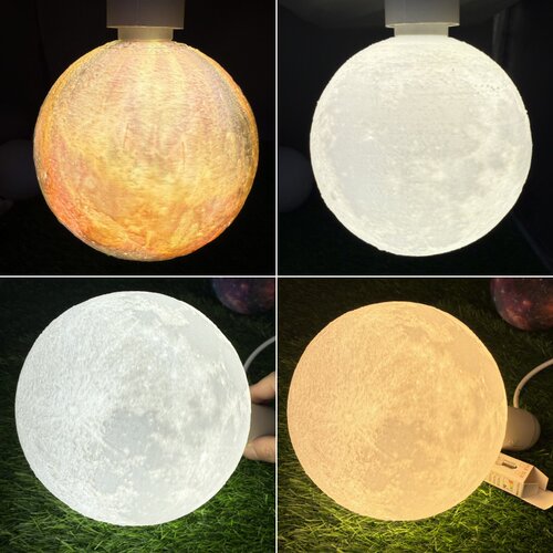 led月球灯泡3d打印月球星球E27螺口节能无频闪球形三色变光灯泡