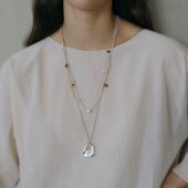 SOFT ROOM编绳天然碎石项链女可调节镀银吊坠小众设计感细款 百搭