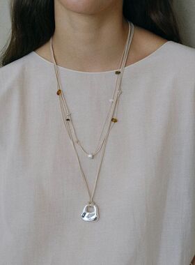 SOFT ROOM编绳天然碎石项链女可调节镀银吊坠小众设计感细款百搭