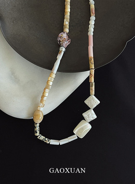 桃桃乌龙 温柔甜美氛围感贝壳天然石项链海边度假风高级感毛衣链