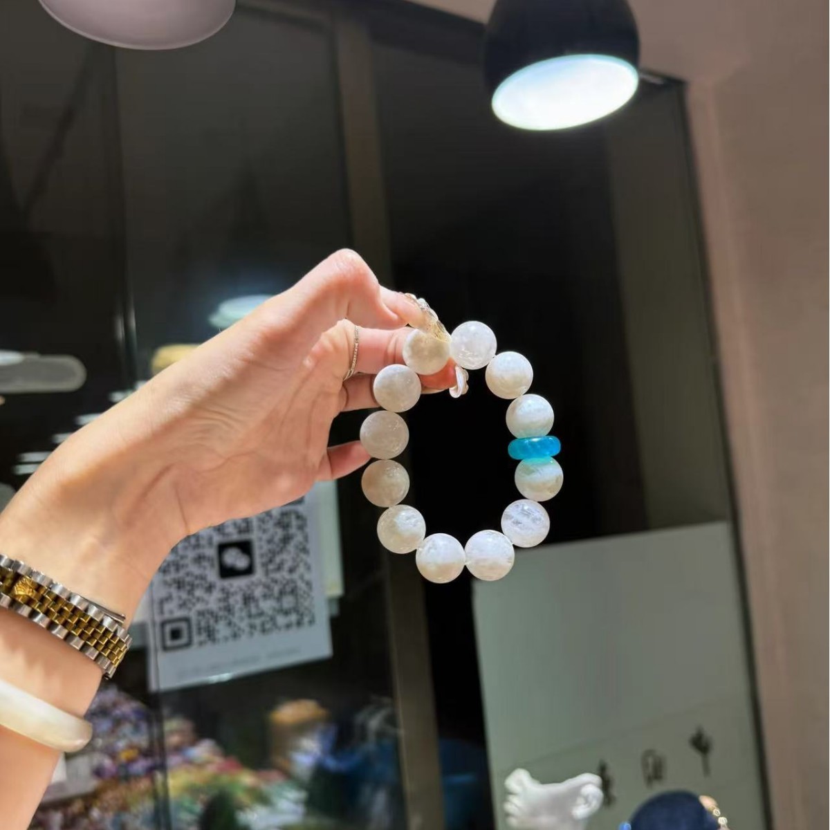 白婚纱幽灵手串海拼蓝宝水晶手轻奢同款饰品闺蜜礼物批发爆款