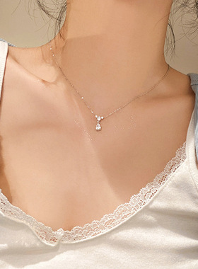 s925纯银超闪水滴项链轻奢气质ins锁骨链女简约设计感高级项饰品