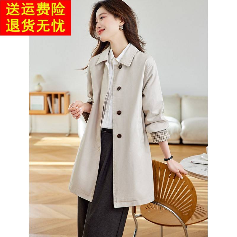 中长版风衣女装2025春秋新款今年流行爆款超火小个子时尚休闲外套