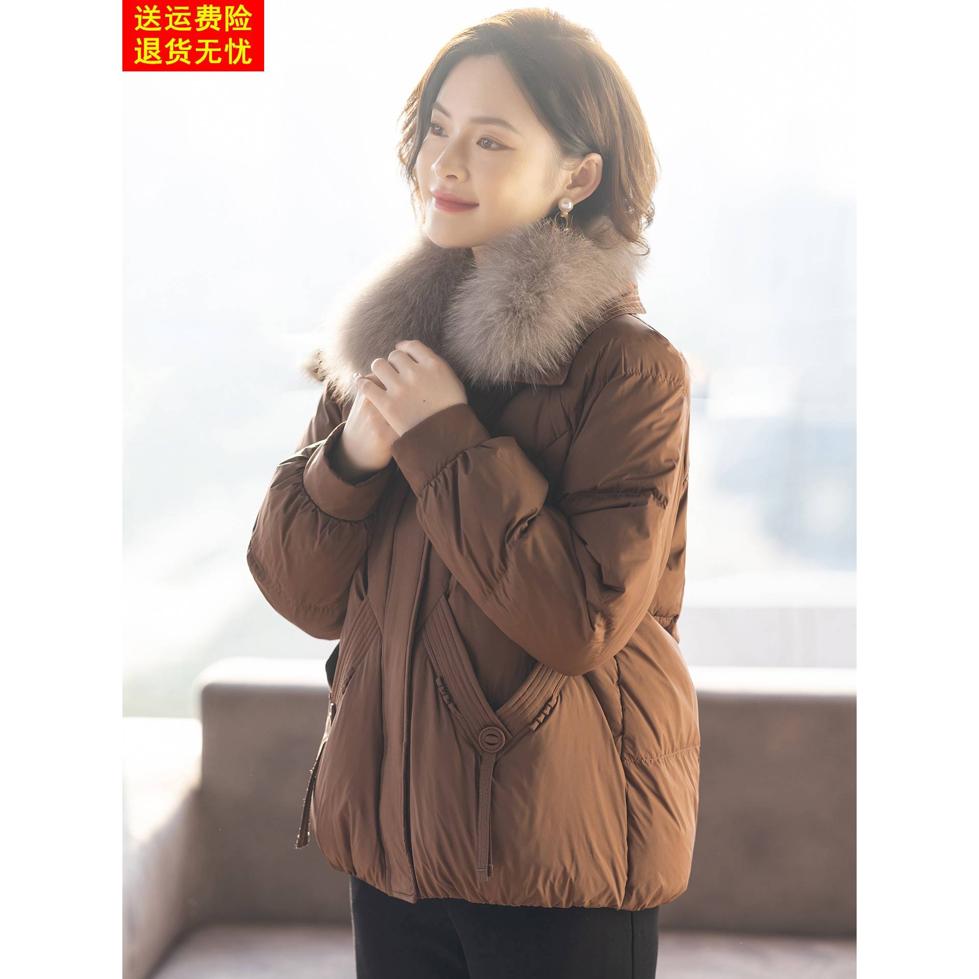 妈妈羽绒服洋气时尚中老年妇女士冬装外套2025新款加厚保暖上衣服