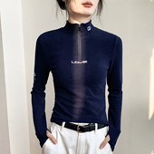 新款 别致字母拉链卫衣指套长袖 女2025秋季 ins保暖德绒外穿T恤上衣