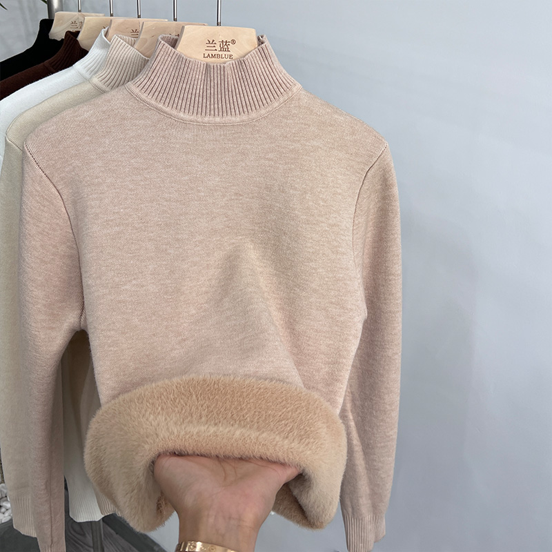 加绒加厚秋冬新款保暖发热毛衣