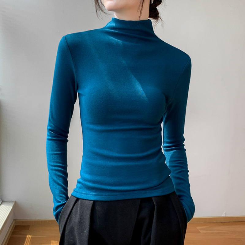 歌倍尚半高领长袖T恤2024秋新款