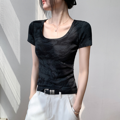 歌倍尚别致正肩短袖T恤女夏上衣