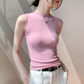 小圆领吊带背心女2025莫代尔紧身收腰遮副乳无袖 T恤内搭打底衫 薄