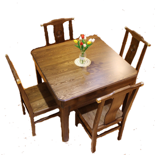 水曲柳实木新中式方桌八仙桌棋牌桌多功能餐桌长方形饭桌折叠圆桌