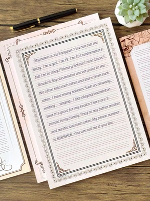 A4英文三格四格书法作品纸