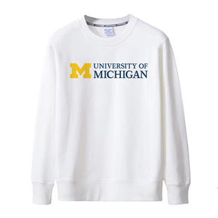 新款UMich密歇根大学美国密大周边纪念衫纯棉薄款套头学生卫