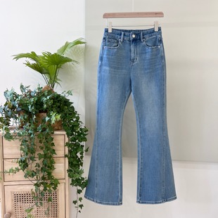 2025春季新品 美腿线分割修身显瘦微喇四面高弹高腰牛仔裤休闲裤