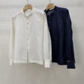 女上衣 精致优雅钉珠亮片小立领真丝棉松弛感衬衫 26春夏季 新中式