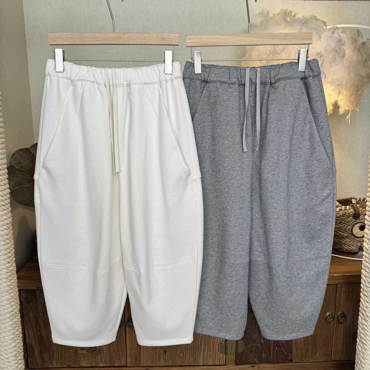 日系小众女士松紧腰休闲裤