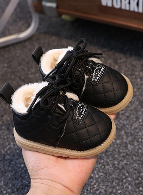 宝宝雪地靴0-1一2岁婴儿棉鞋秋冬季男女学步鞋小童加绒加厚棉靴男