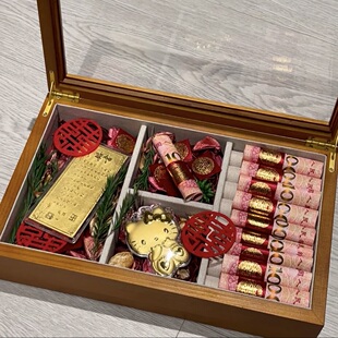 新婚diy份子钱礼盒黑胡桃木质首饰收纳盒结婚送闺蜜包装伴手礼盒