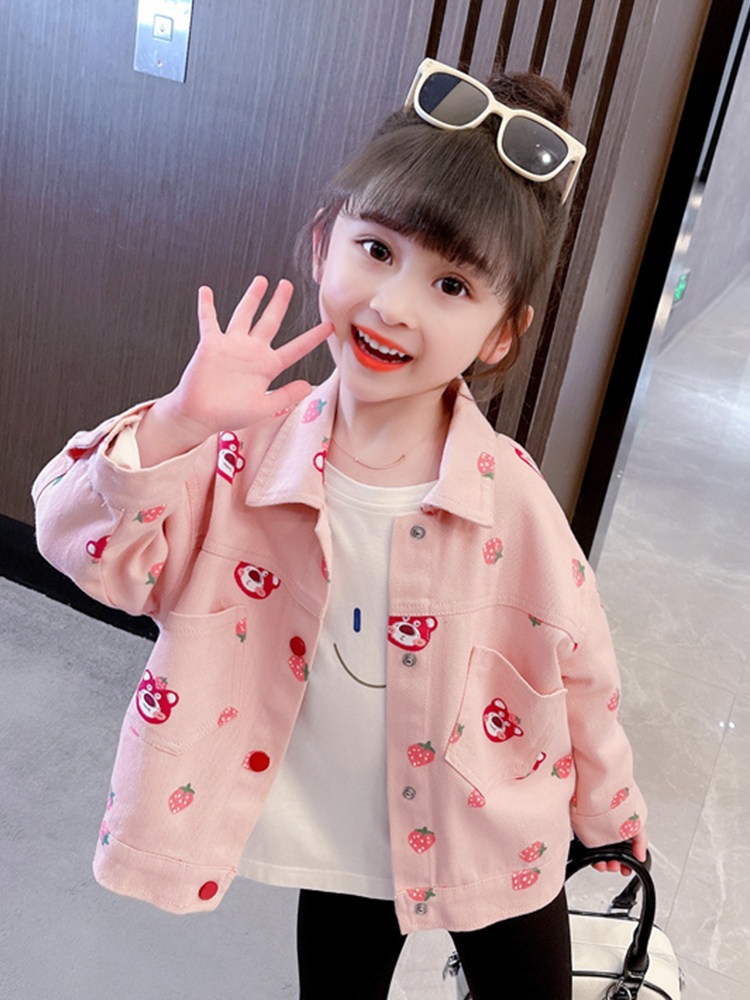 女童洋气外套网红春季儿童装时髦宝宝新款春装小童春秋款牛仔上衣