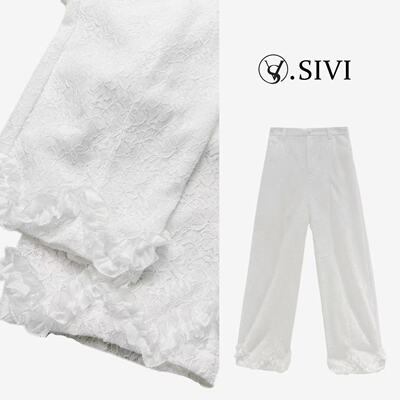 熙薇【白荷轻絮】2026夏季新款百搭休闲蕾丝钩花八分裤M3616