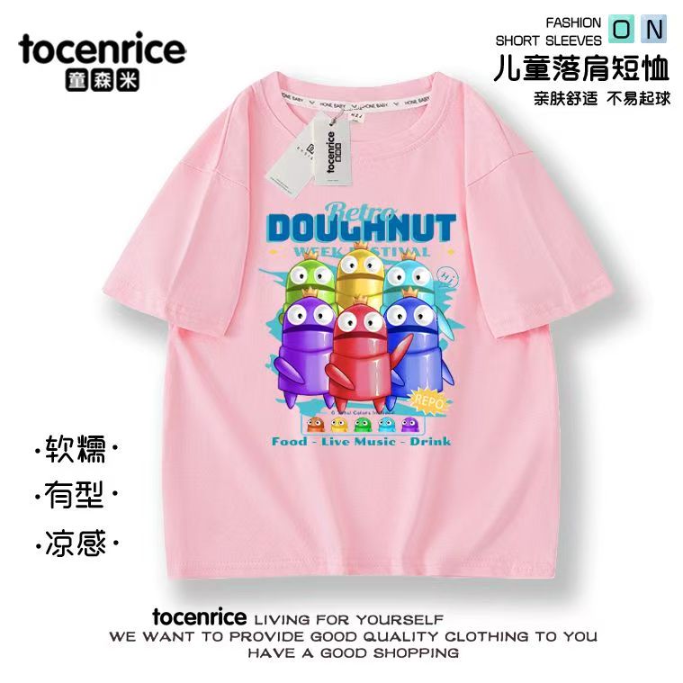 新款儿童REPO游戏帅气男童短袖外穿夏季中大童纯棉吸汗休闲上衣潮