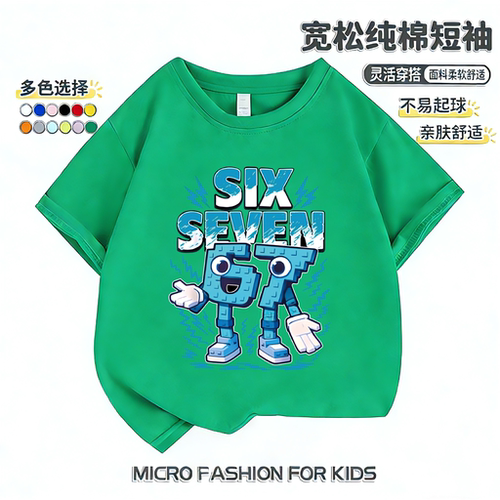 跨境游戏Steal a Brainrot 67号偷走脑红山海经短袖T恤男女童上衣