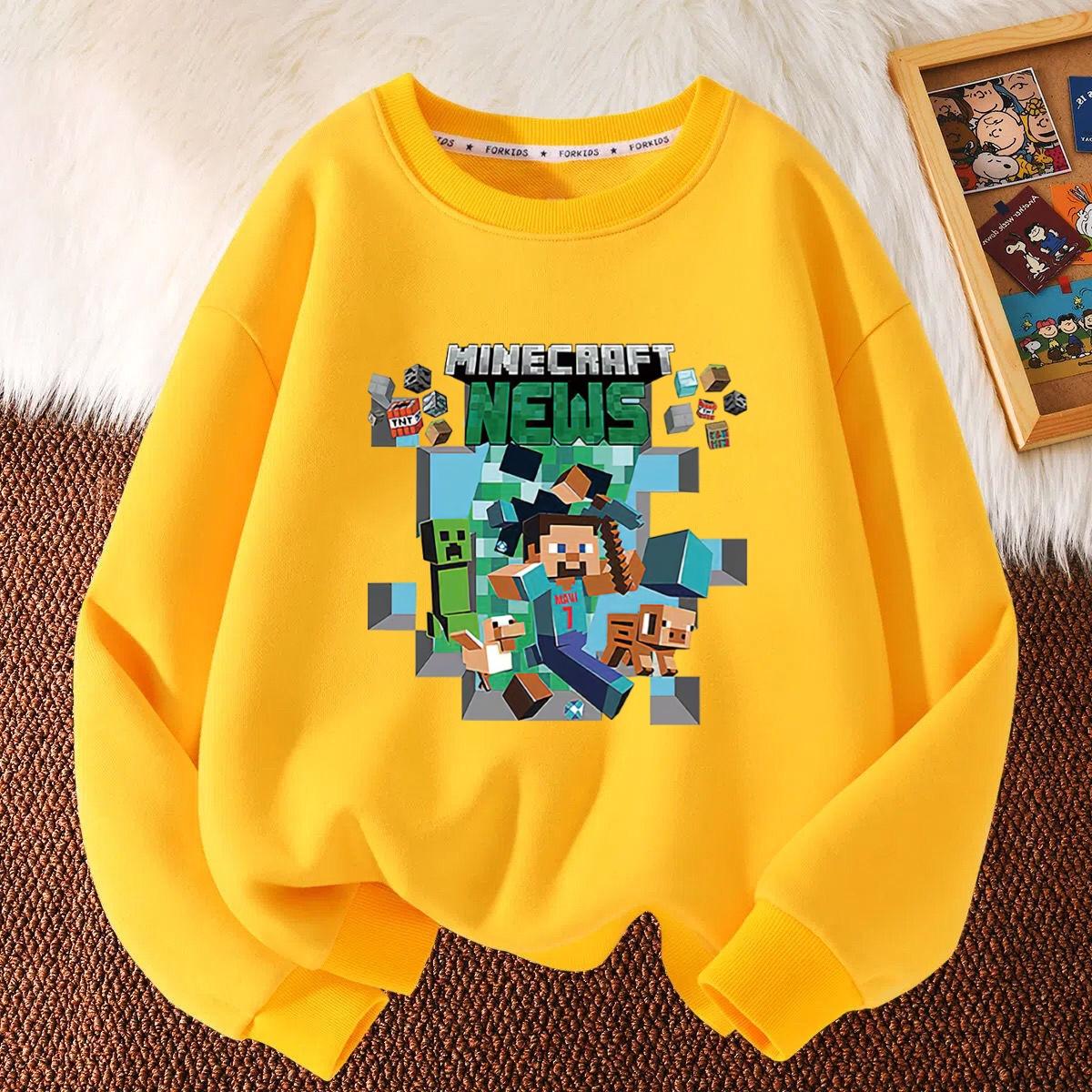 我的世界中大童男女儿童运动圆领纯棉卫衣外穿学生百搭打底衫长袖