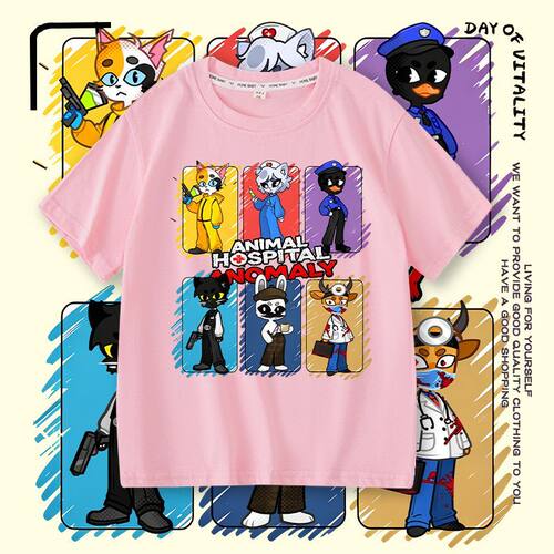 Animal Hospital Anomaly 全员角色男童短袖T恤夏季儿童学生上衣t