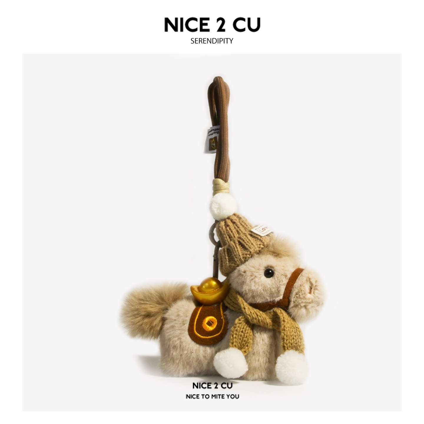 圣诞原创可爱毛绒元宝小马书包包挂件公仔玩偶钥匙扣挂件新年礼物