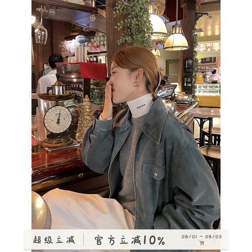 做旧灰色夹克棒球服外套