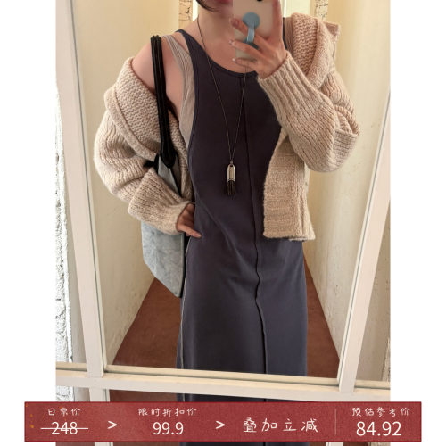 松弛感露背高级吊带连衣裙
