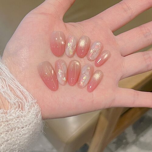 【有氧】美甲穿戴甲中长款江坂丽奈色猫眼渐变晕染醋酸晕染美甲