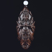 旧藏黄杨木雕刻千手观音吊坠挂件工艺品文玩手玩把件随身盘玩物件